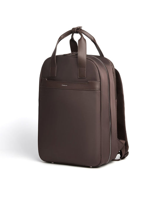Brown backpack on a white background