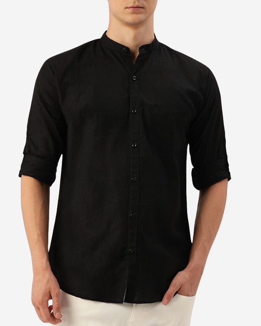 Linen Mao Collar Shirt