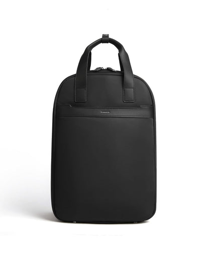 Black backpack on a white background
