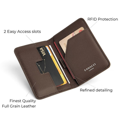 FANACCI Achiever Full Grain Leather Card Holder Wallet