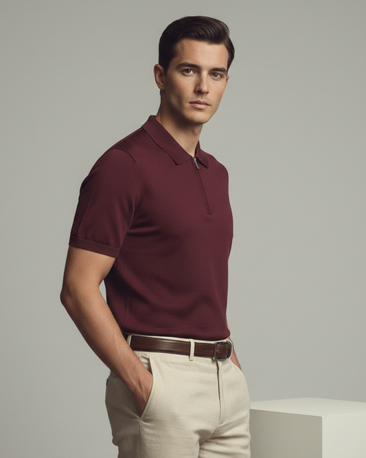 Old Money Knitted Cotton Poloshirt