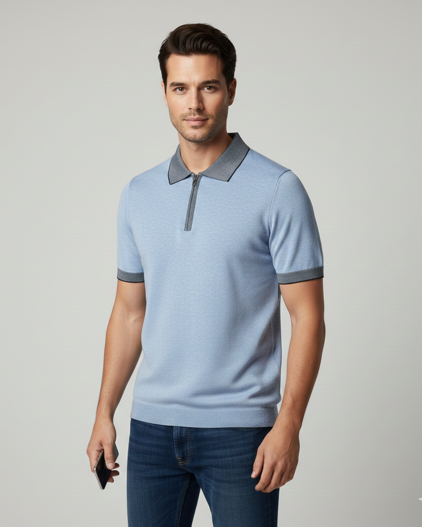 Old Money Knitted Cotton Poloshirt