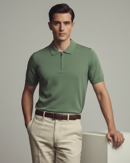 Old Money Knitted Cotton Poloshirt