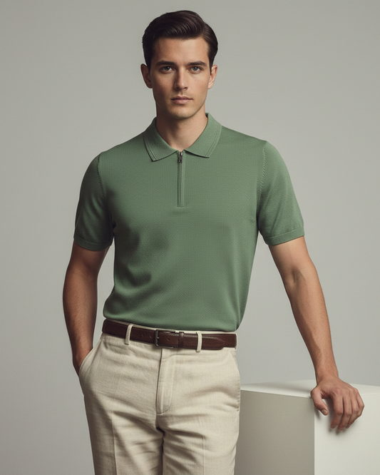 Old Money Knitted Cotton Poloshirt