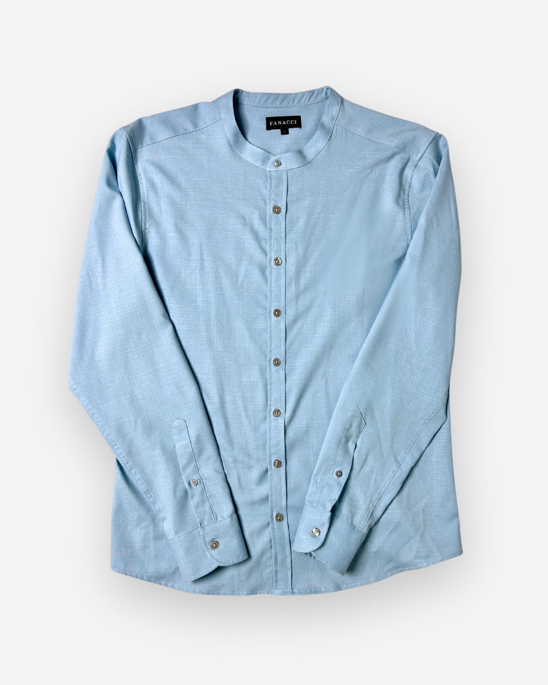 Chambray Linen Mao Collar Shirt