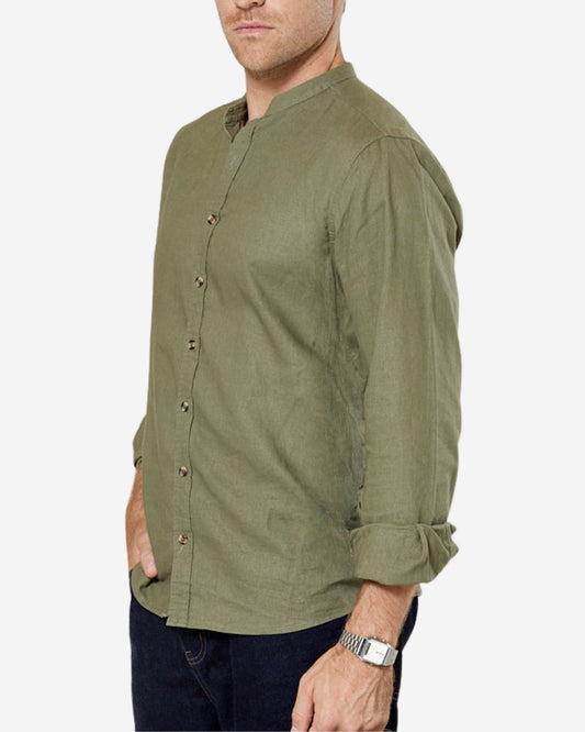 Linen Mao Collar Shirt